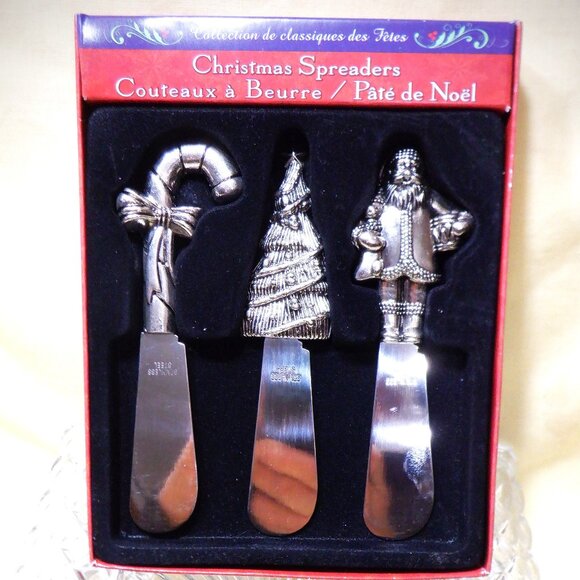 Brand New ~~~ 3 CHRISTMAS SPREADERS ~~~ Christmas Tree. Canady Came & Santa - Picture 2 of 2